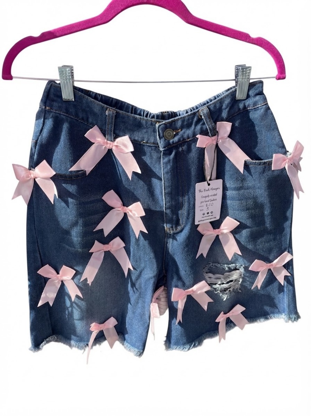 Denim Women’s Shorts with Pink Bows accents